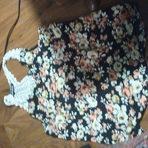 Arabella crochet back silk tank top